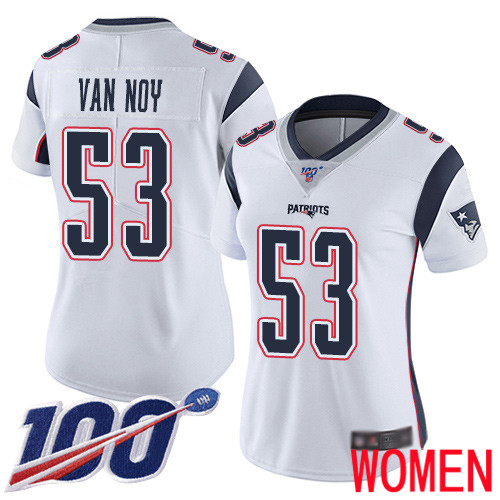 New England Patriots Football #53 Vapor Untouchable 100th Season Limited White Women Kyle Van Noy Road NFL Jersey